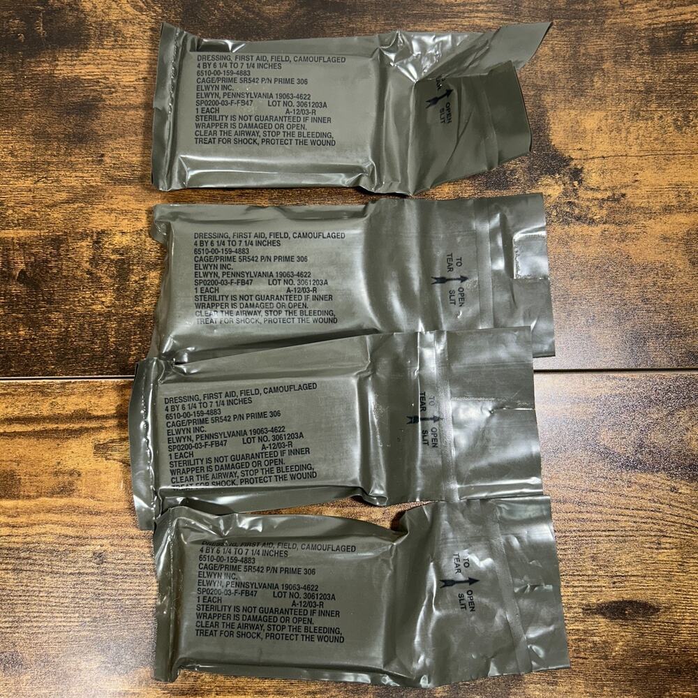 US Individual First Aid Dressing Camo Lot of 4